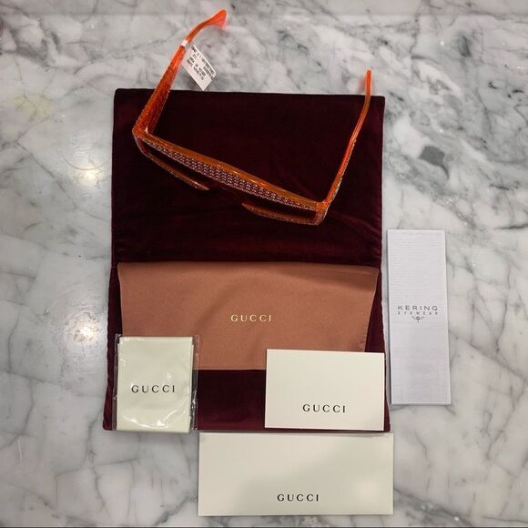 NEW AUTH GUCCI CRYSTAL HOLLYWOOD FOREVER ORANGE GG0357S 0357S 002 - Picture 5 of 14